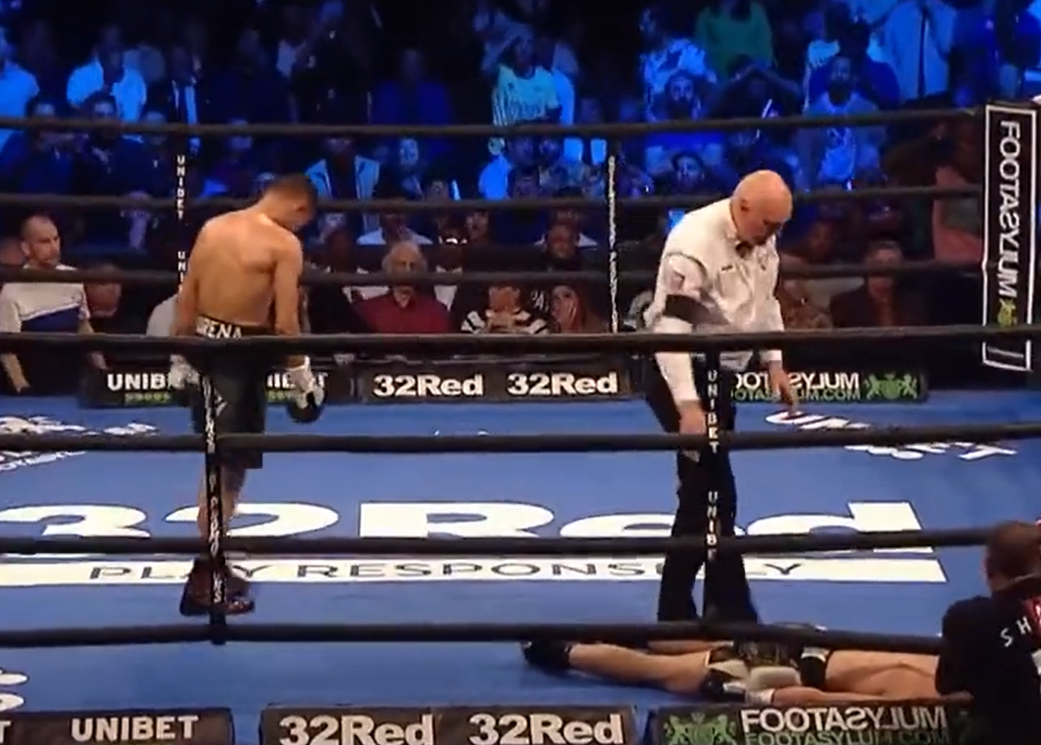 Frank Arnold, Brit hopeful, is sickeningly KO'd and taken out of the ring on a stretcher by fans fuming at Brayan Mairena's loss
