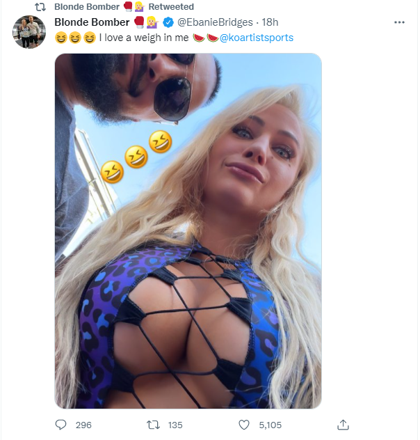 Ebanie Bridges amazes fans with her tiny, lace-up corset that she wore to take a bathroom selfie before the Canelo Vs Golovkin weigh in