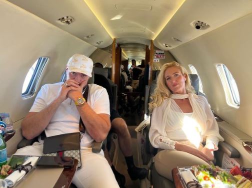 Tyson Fury and Paris fly private to Cannes on a jet before Anthony Joshua fight talks.