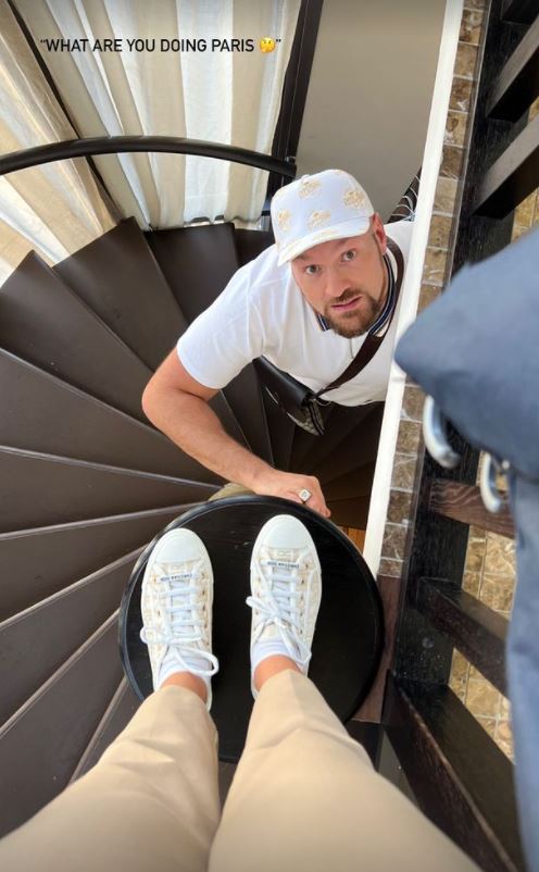 Tyson Fury and Paris fly private to Cannes on a jet before Anthony Joshua fight talks.