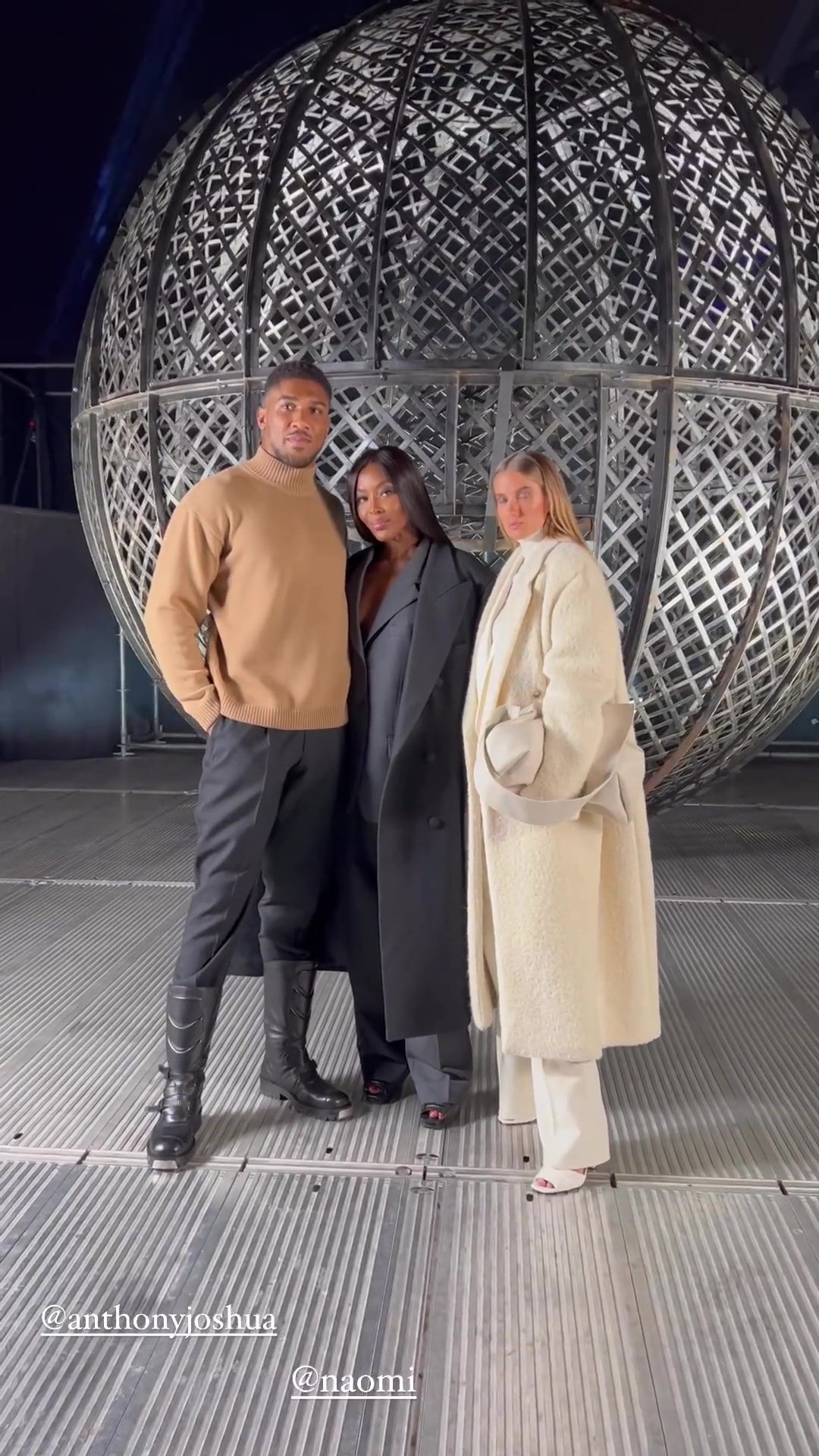 At Milan Fashion Week, Anthony Joshua embraces Alica Schmidt (the 'world's most sexy athlete) and Naomi Campbell