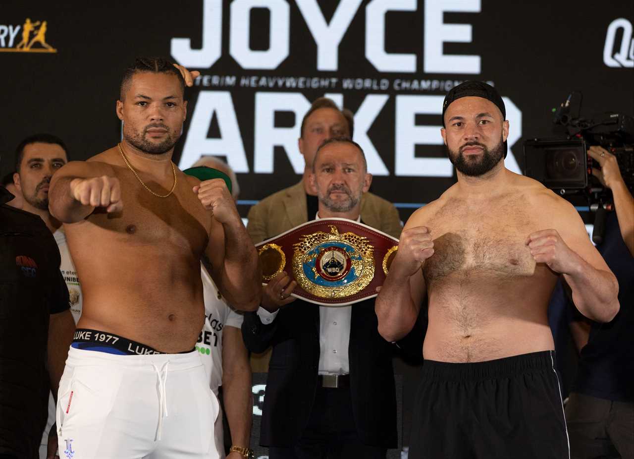Joe Joyce is one stone heavier than Joseph Parker, with his rivals to fight at the career-heaviestweight in title bout