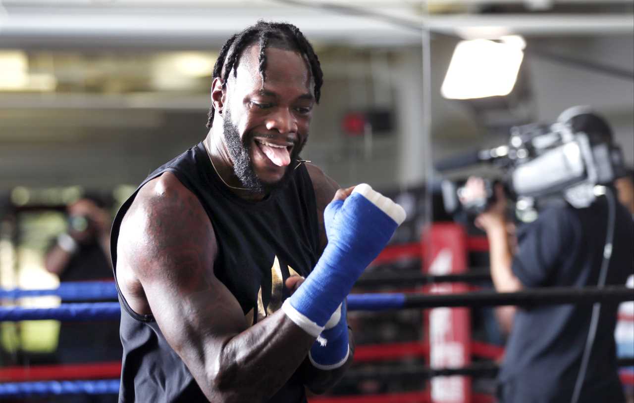 Deontay Wilder works out in the gym, preparing for his boxing return against Robert Helenius following Tyson Fury's defeat