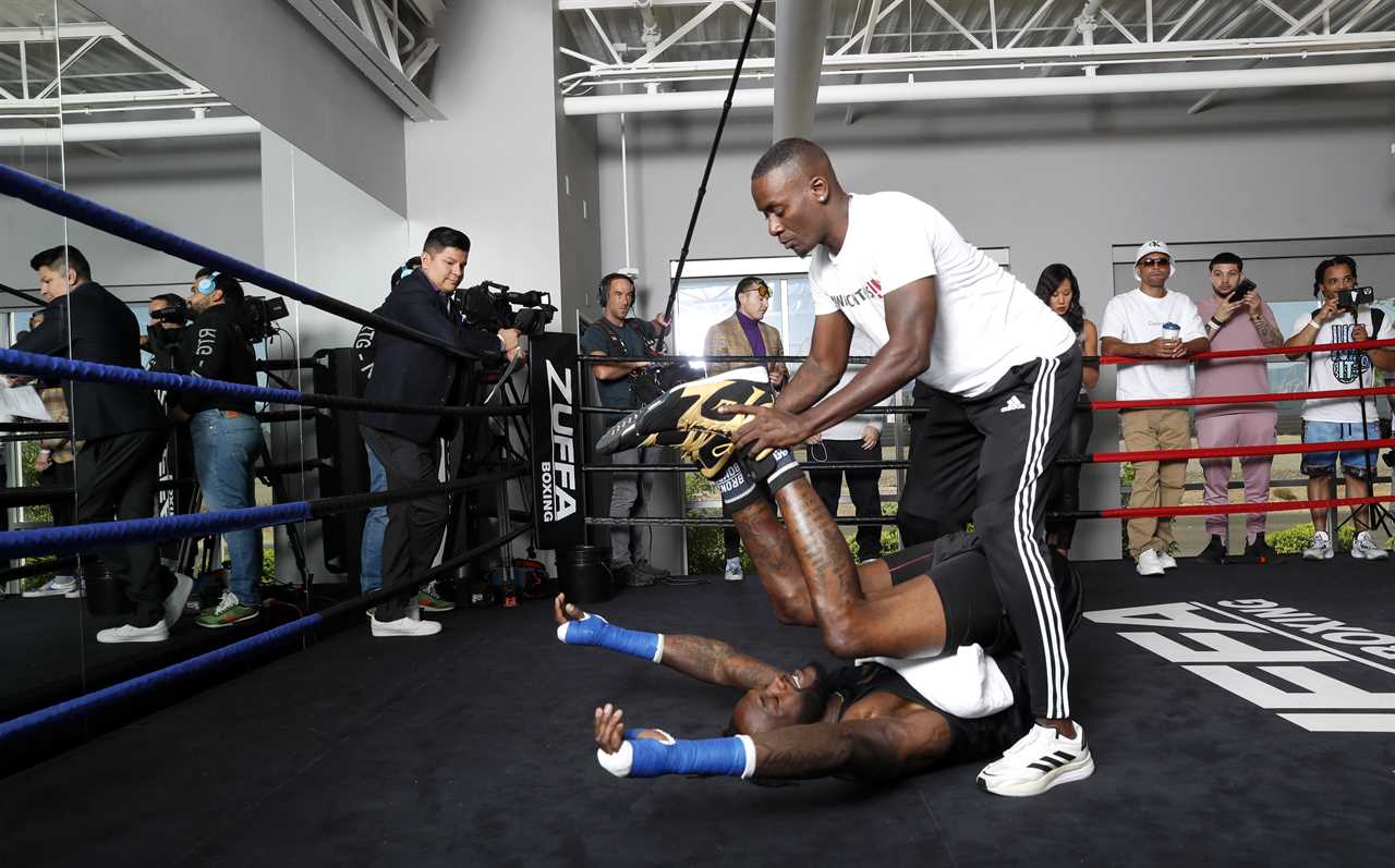Deontay Wilder works out in the gym, preparing for his boxing return against Robert Helenius following Tyson Fury's defeat