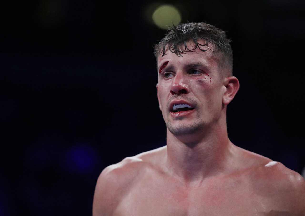 Boxer Nathan Heaney is horrified by a headbutt inflicted on him during the undercard match between Joe Joyce and Joseph Parker