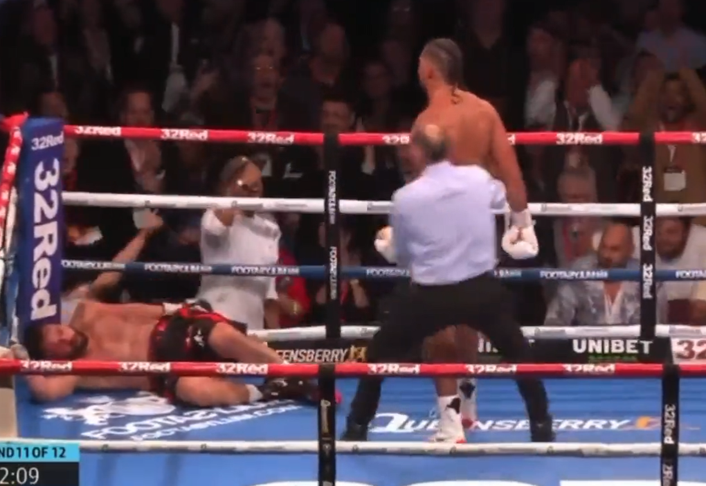 Tyson Fury looks on in awe as Joseph Parker, his close friend, is knocked unconscious by Joe Joyce's brutal punch