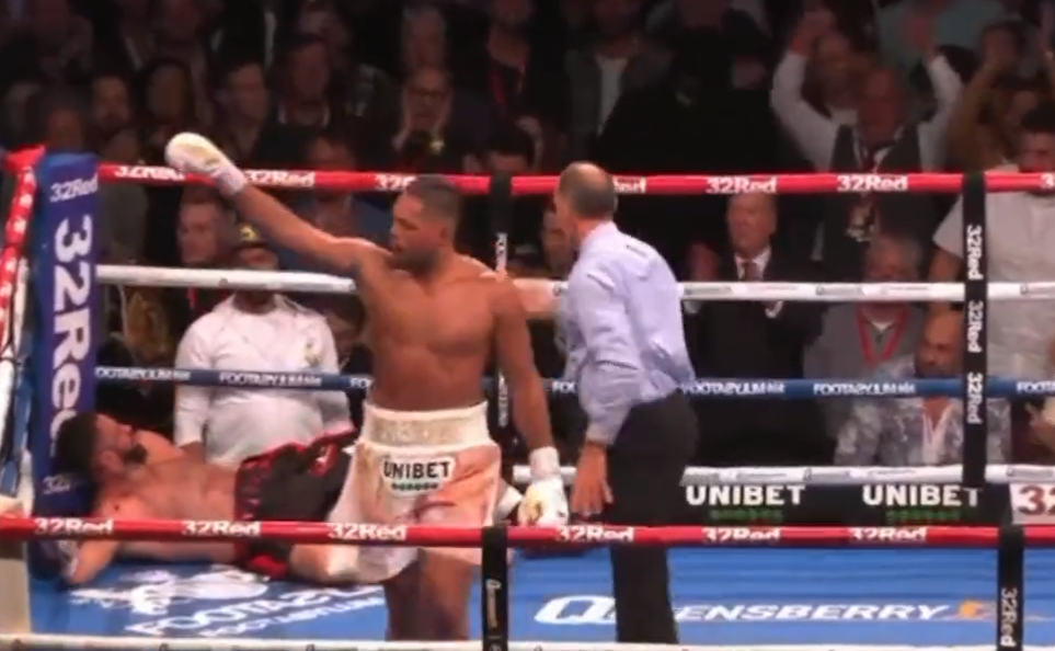 Tyson Fury looks on in awe as Joseph Parker, his close friend, is knocked unconscious by Joe Joyce's brutal punch