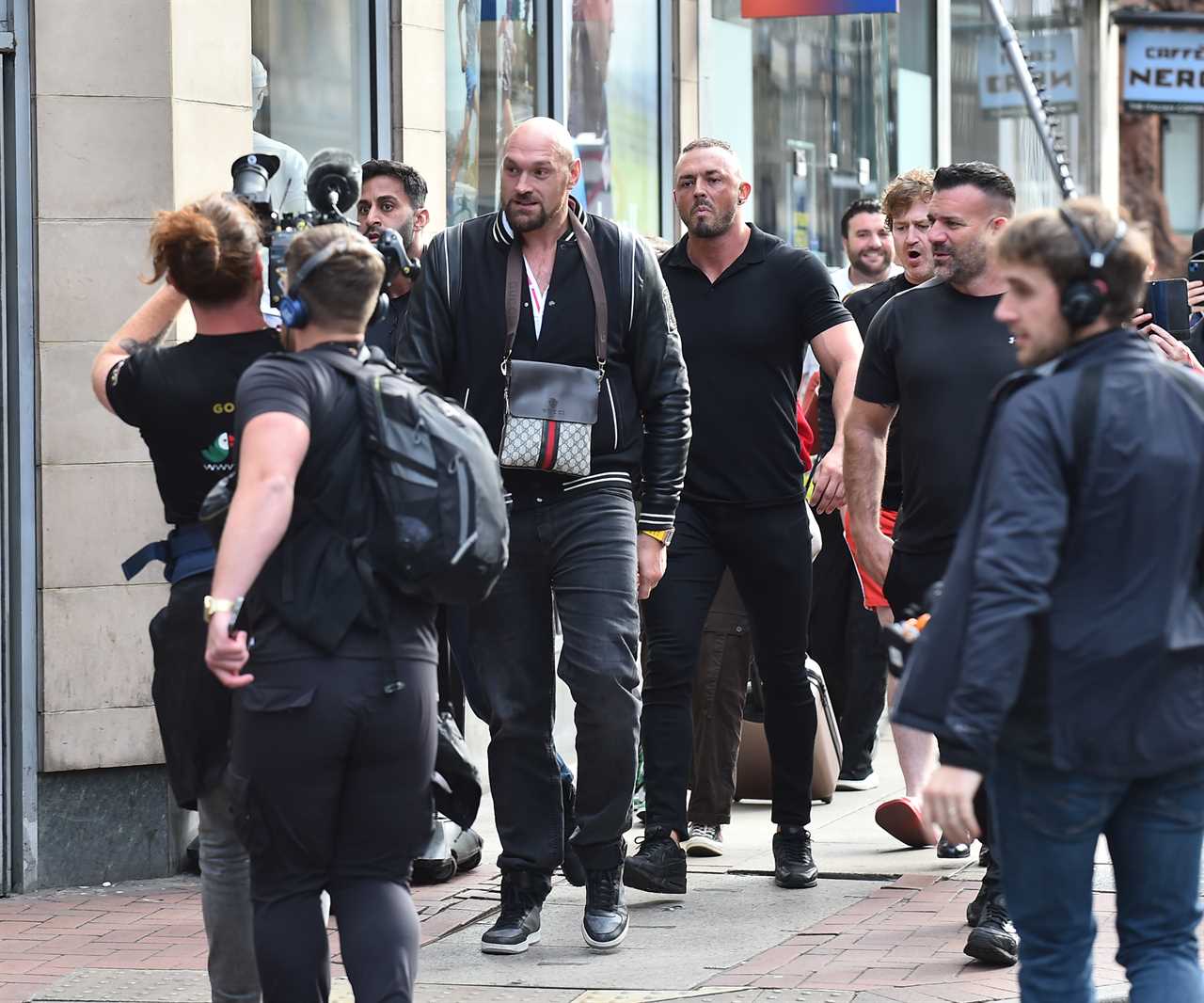 Tyson Fury was spotted in Manchester filming secret scenes for Netflix's boxing champion film.