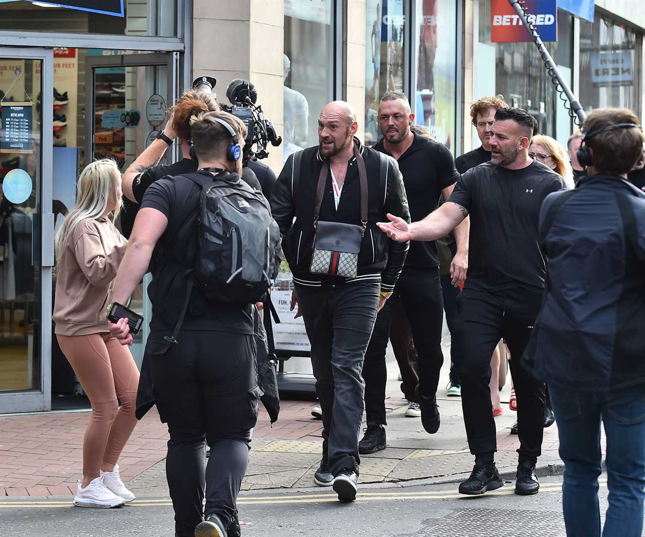 Tyson Fury was spotted in Manchester filming secret scenes for Netflix's boxing champion film.