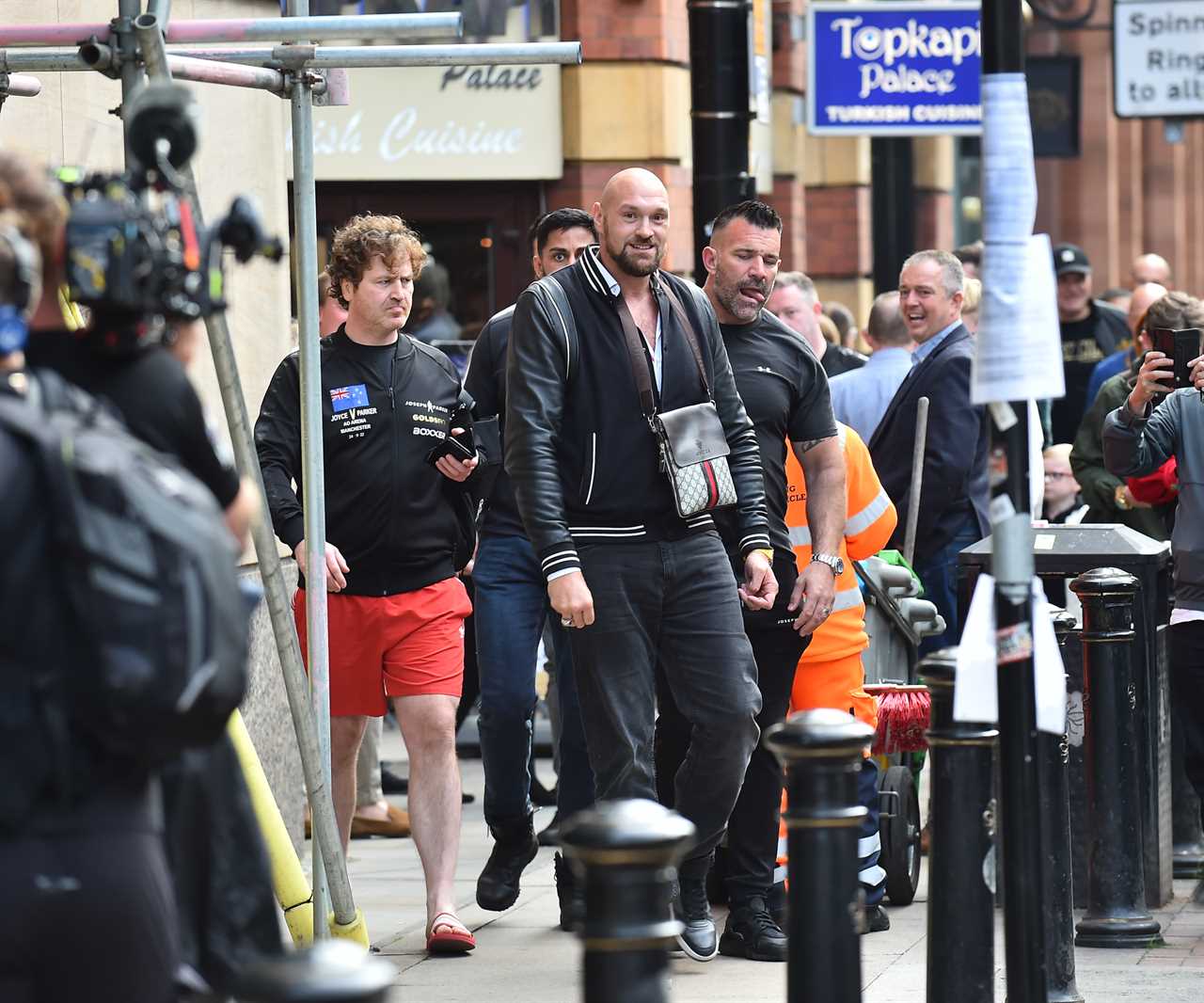 Tyson Fury was spotted in Manchester filming secret scenes for Netflix's boxing champion film.