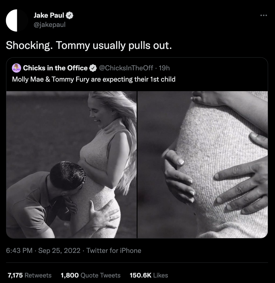 Jake Paul jokes about Tommy Fury, Molly-Mae's news pregnancy as he targets Love Islander fight