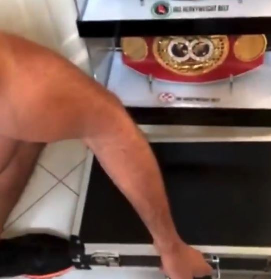 Tyson Fury displays a huge belt collection, but HIDES IBF title after being stripped by Anthony Joshua