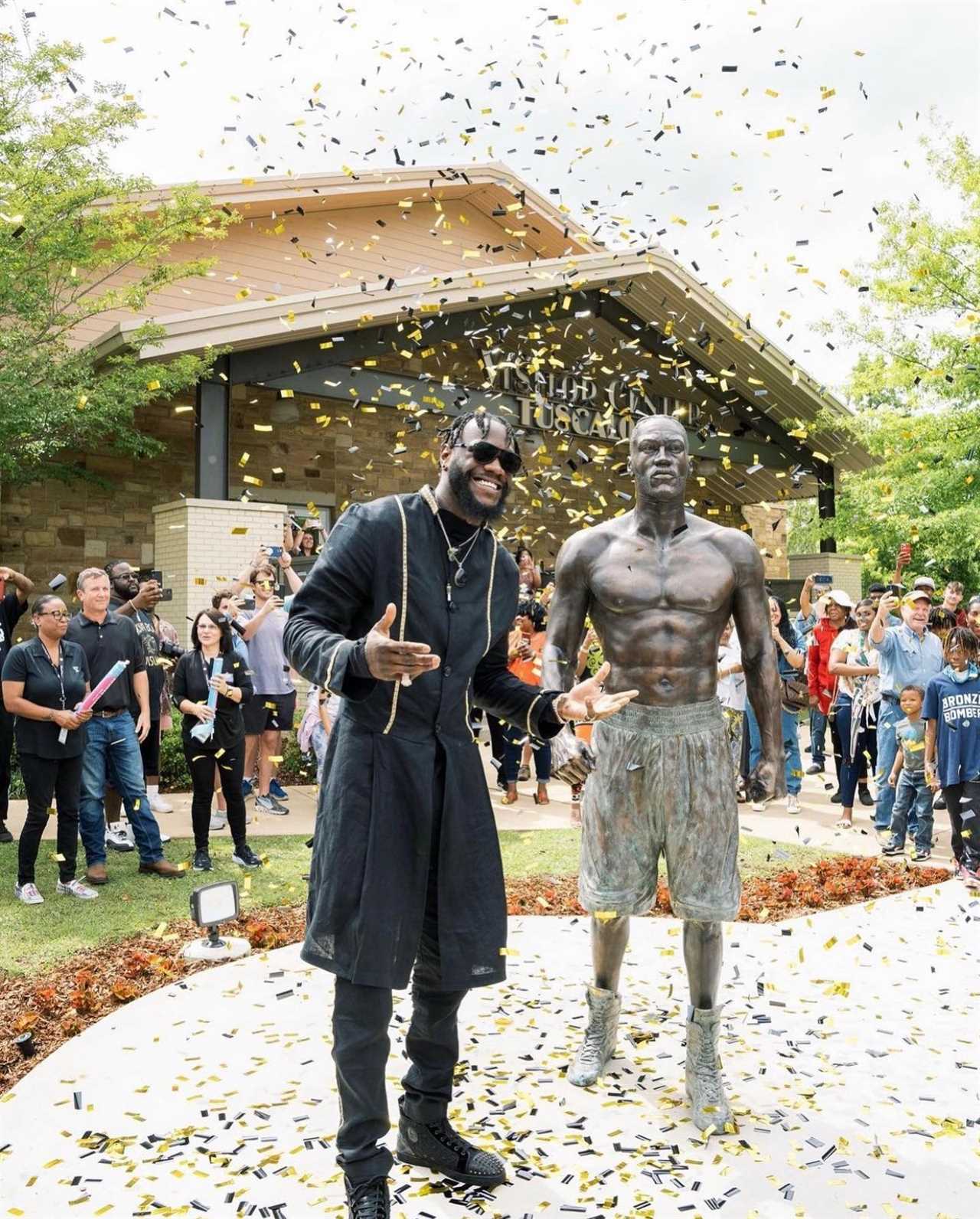Deontay Wilder claims that a statue in his honor convinced him to continue boxing. He now says that he is a 'walking, breathing legend'.