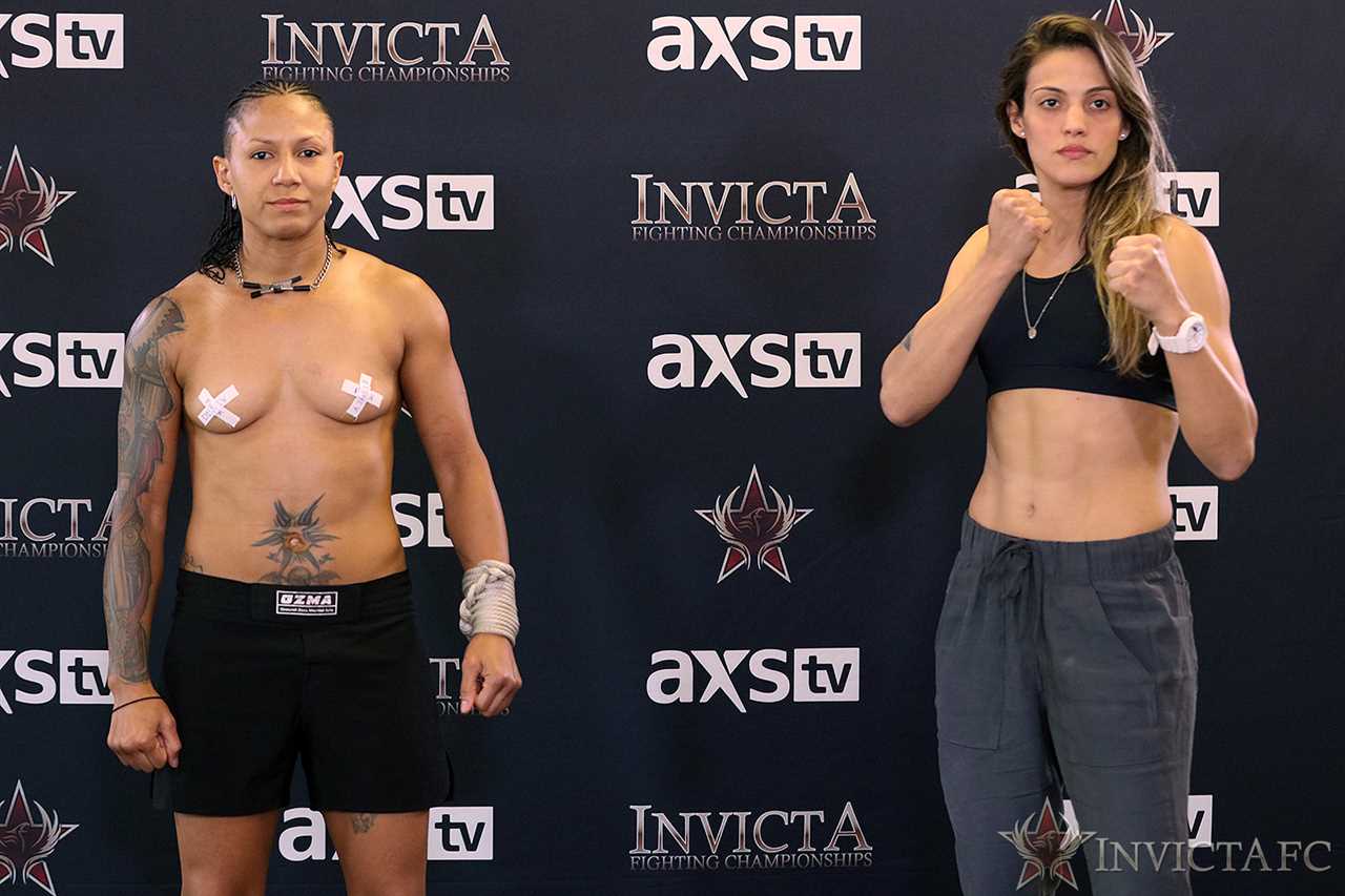 Helen Peralta, MMA star, protests at weigh-in in a topless act of defiance as she continues her attack on Disney