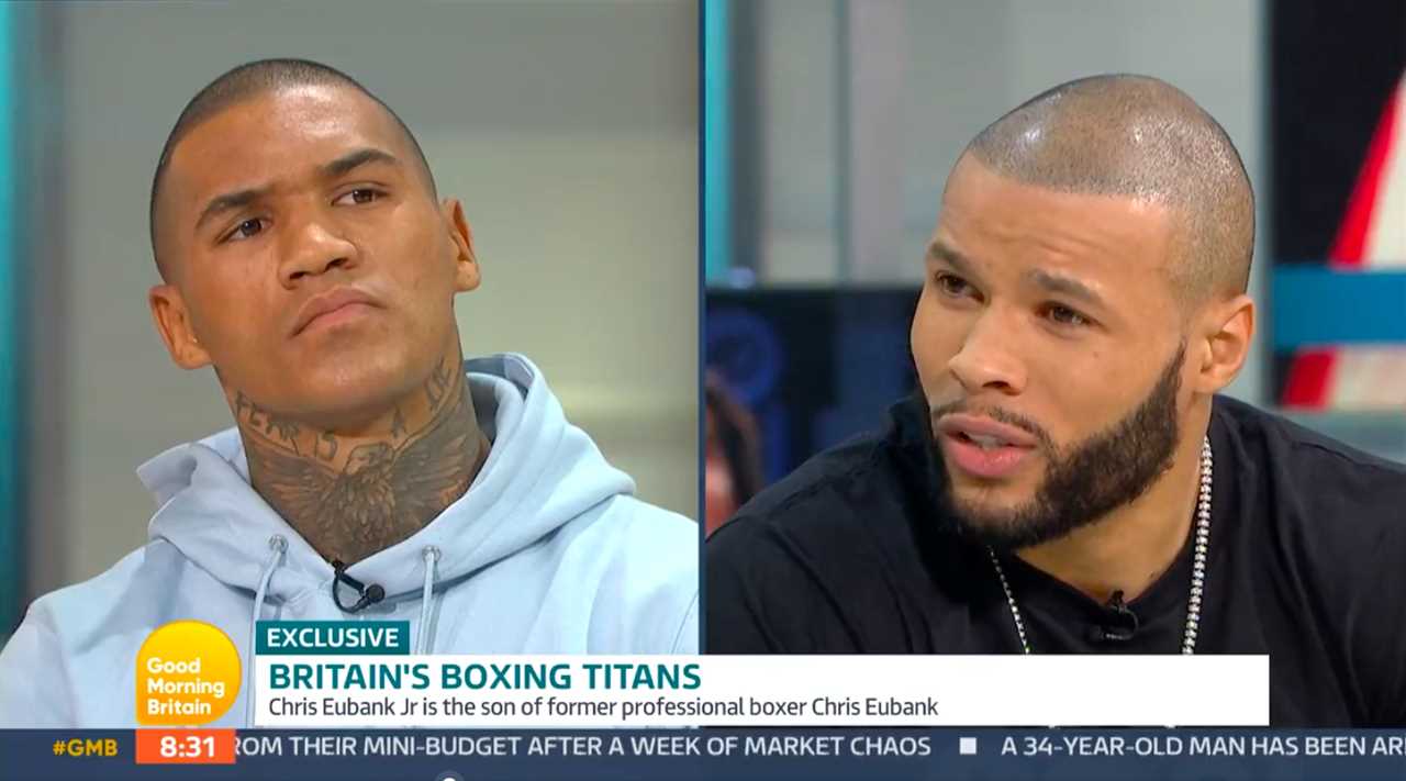 Eubank Jr. says he will RETIRE if Benn loses in an icy exchange, as the pair meet face-to-face at GMB flanked with security