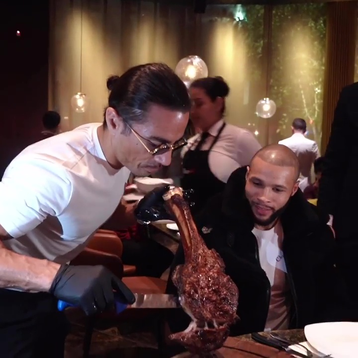 Chris Eubank Jr. posted a video of himself eating a huge steak at Salt Bae's restaurant days before he had to lose his weight.