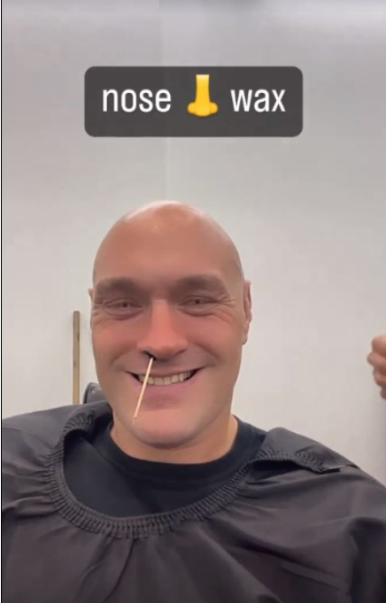 Tyson Fury screams as he gets his nostrils waxed. Gypsy King finally exposes his weakness.