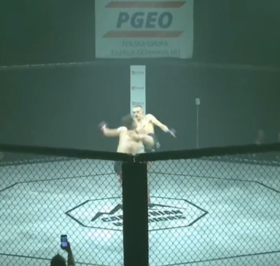 Watch MMA star KO his opponent with an insane head kick only FIVE SECONDS before the fight. The opponent is now in need of medical attention