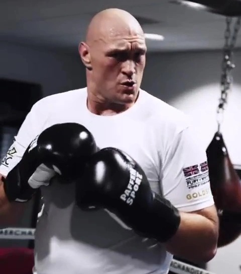 You can see behind-the scenes footage of Tyson Fury's training camp to Derek Chisora, as he exercises to strange music