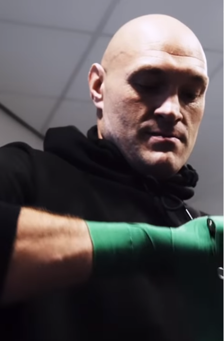 You can see behind-the scenes footage of Tyson Fury's training camp to Derek Chisora, as he exercises to strange music