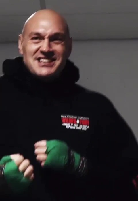You can see behind-the scenes footage of Tyson Fury's training camp to Derek Chisora, as he exercises to strange music