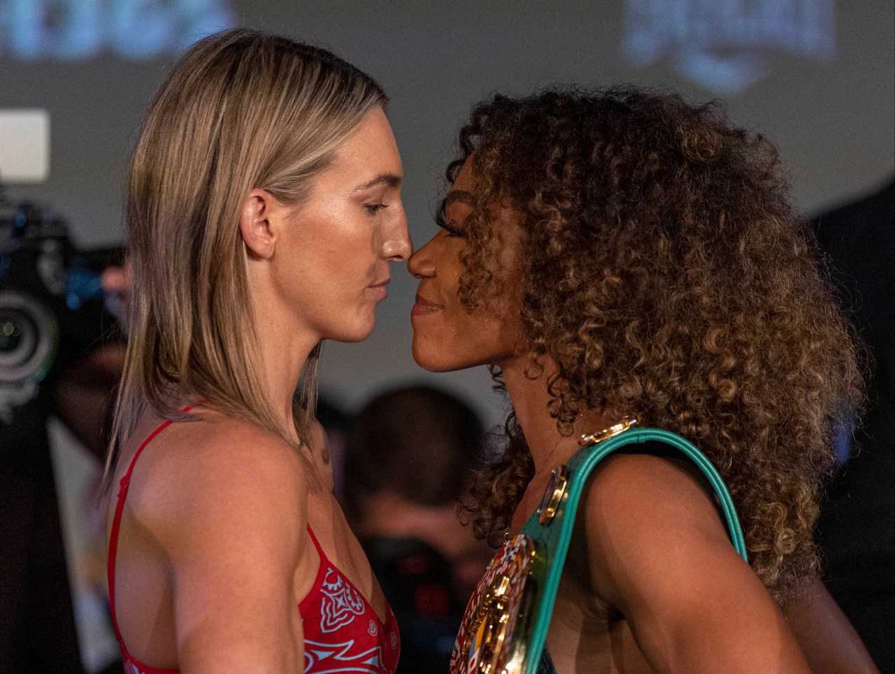 Watch Mikaela Mayer KICK AWAY at Alycia Baumgardner, as the security forces force them apart AGAIN in preparation for a grudge fight