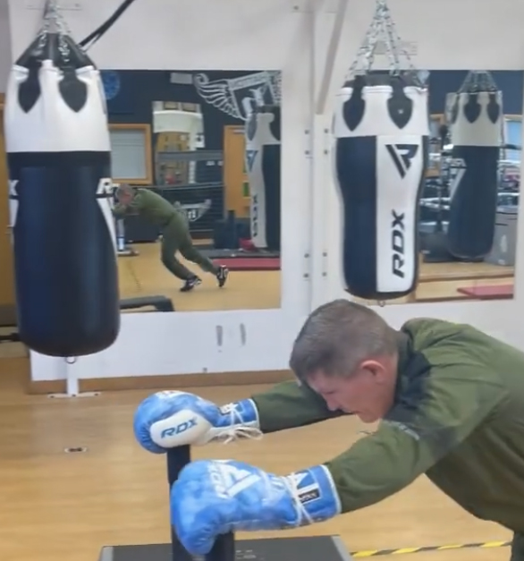 Ricky Hatton's intense workout routine as Tyson Fury reacts in the gym to a lung-busting session before his comeback fight