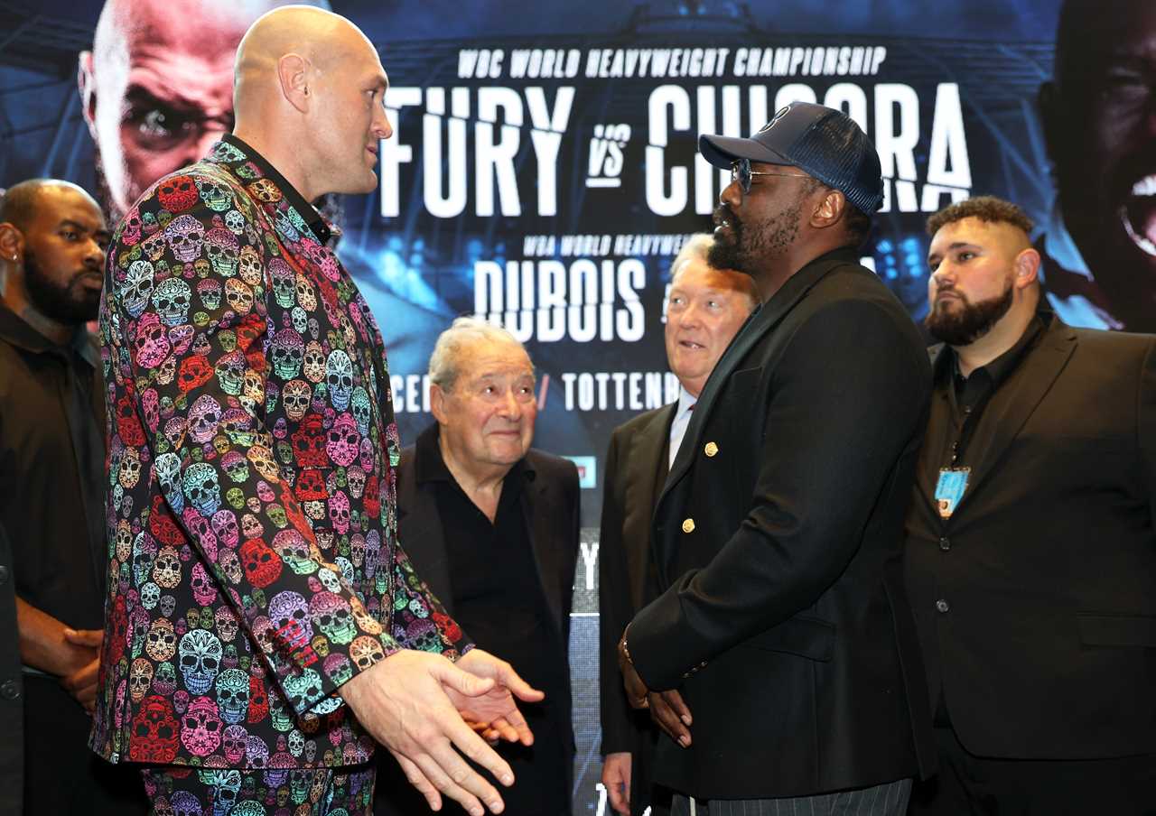 ‘Are you scared of me’ – What Tyson Fury told Derek Chisora as rivals come face to face ahead of trilogy fight