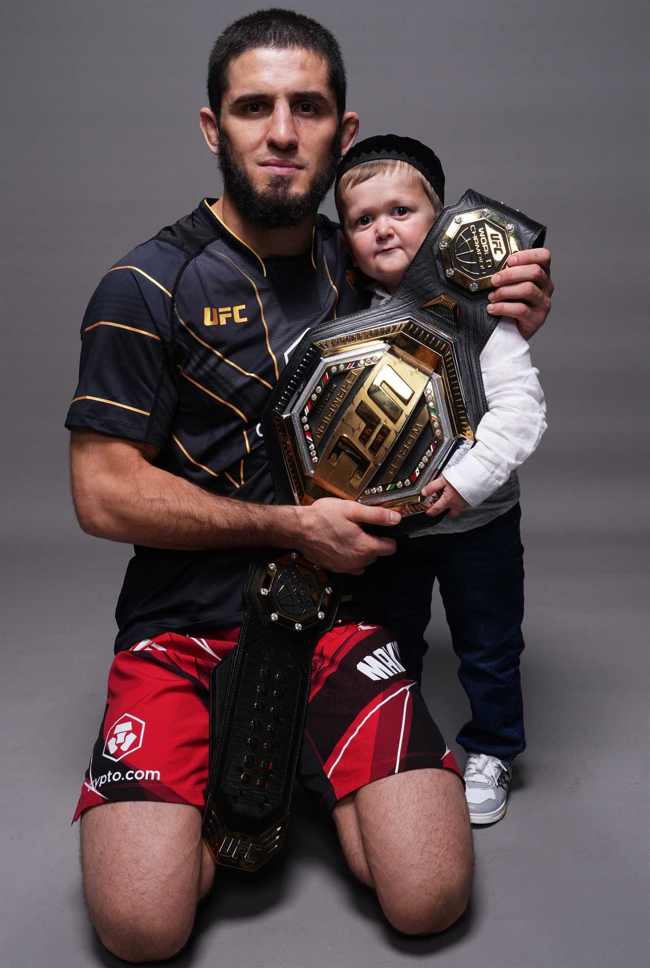 Watch Hasbulla ‘start career 1-0’ with fight in UFC 280 octagon as he is presented with brand new belt