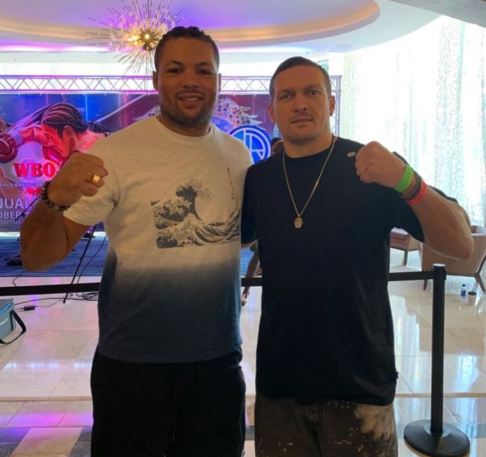 Joe Joyce and Oleksandr Usyk pictured together with Frank Warren hinting at ‘future heavyweight fight we can’t wait for’