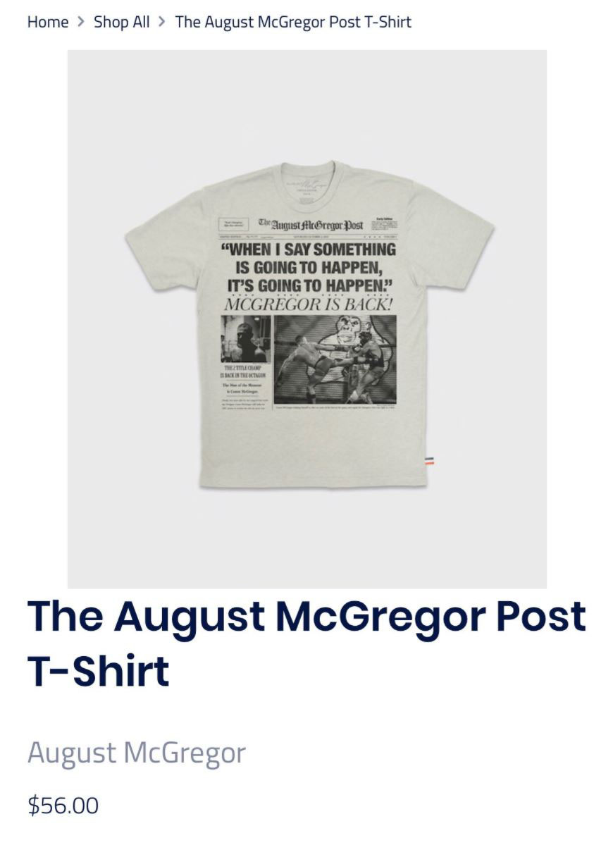August McGregor initially launched with T-shirts, hoodies, and sweats and sold out in 24 hours