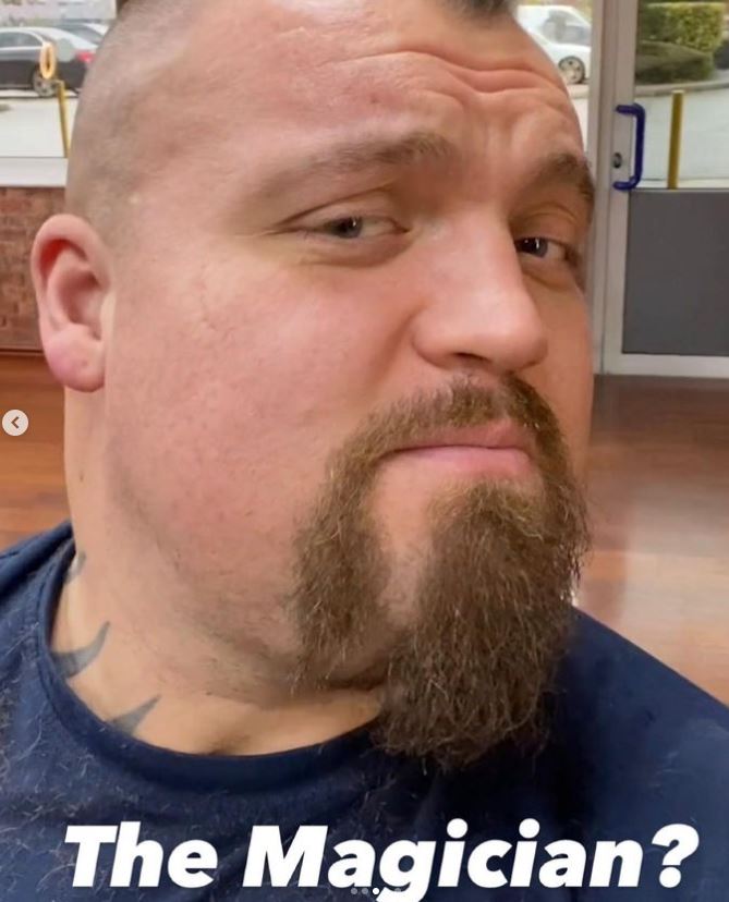 Eddie Hall, the former World's Strongest Man, looks completely different as he follows Conor McGregor to shave off his iconic beard