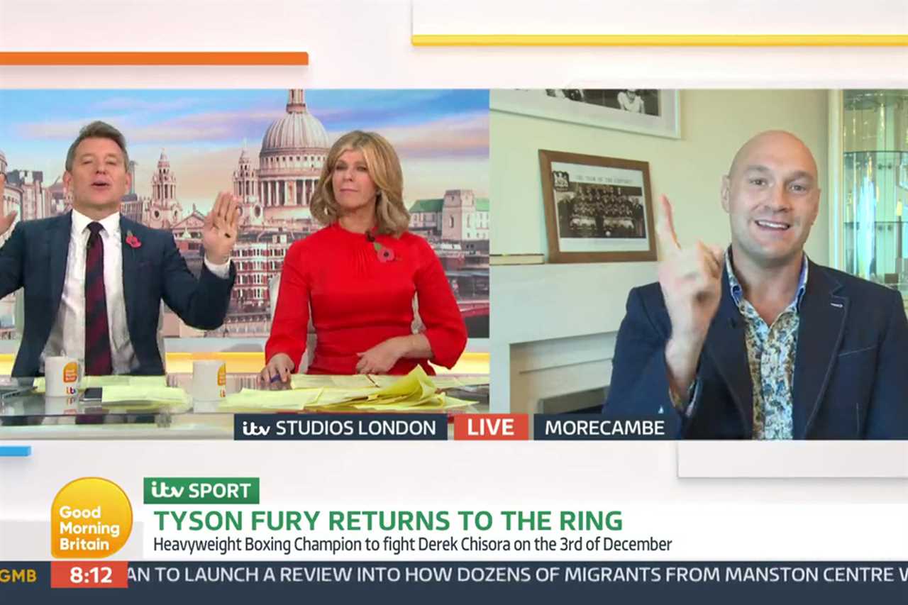 94,000 Ben! - Tyson Fury interrupts Shephard, the GMB host, to correct him about how many people he vs Whyte.