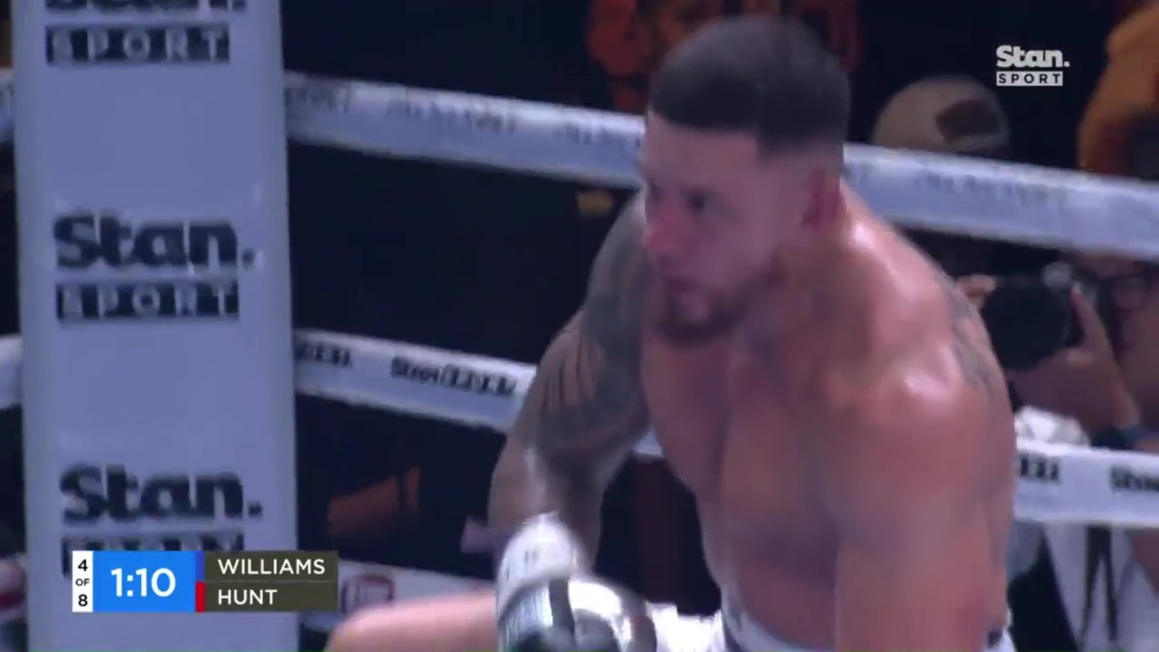 In a shocking upset, Sonny Bill Williams is brutally knocked out by Mark Hunt, 48.
