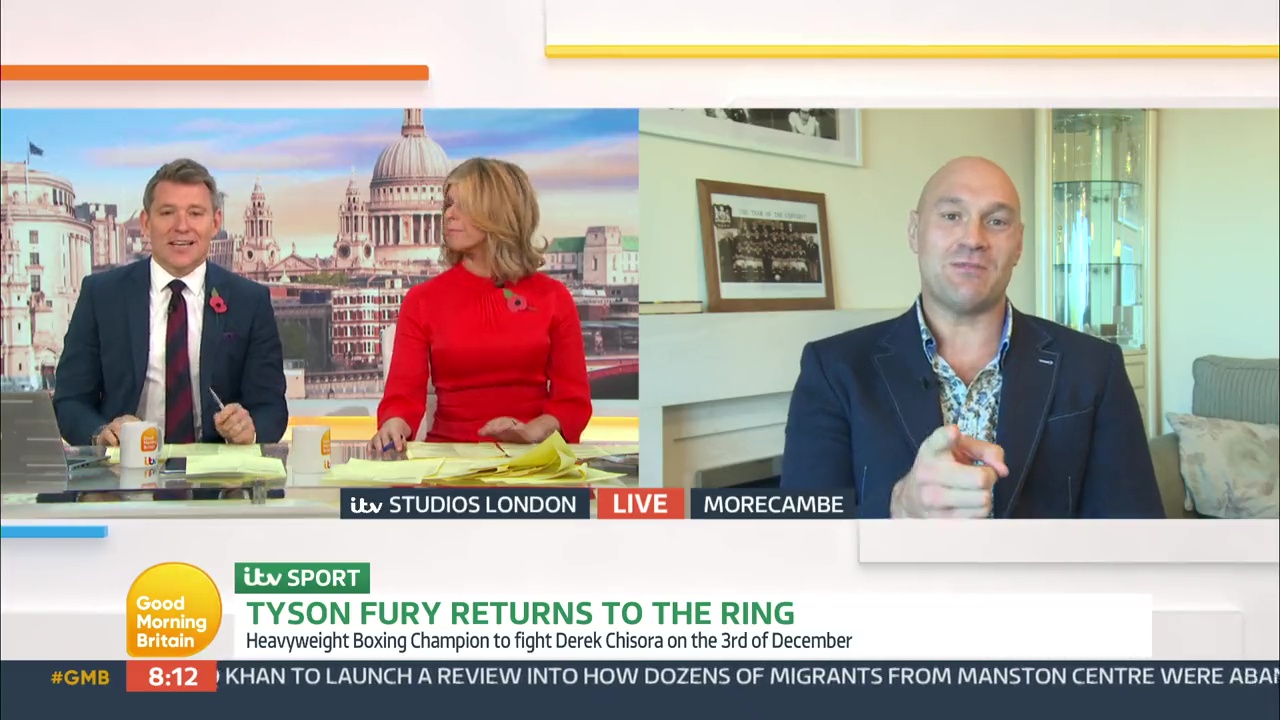 Tyson Fury jokes that 'being at home six children and a dog would drive any men out of retirement' before the Chisora fight