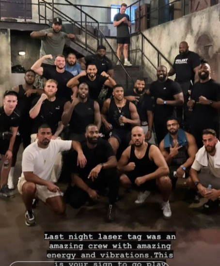 Before Floyd Mayweather's fight with Deji, Anthony Joshua and Jake Paul play laser-tag together in Dubai