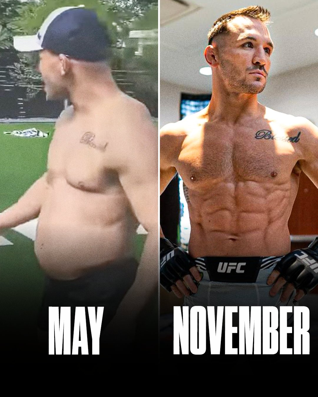 Before the fight against Dustin Poirier at UFC 281 on February 28, Shredded Michael Chandler displays an amazing body transformation