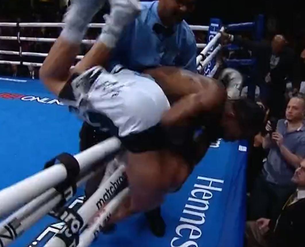 Eddie Hearn is fuming as Montana Love, a boxer, gets disqualified for throwing Steve Spark out of the RING.
