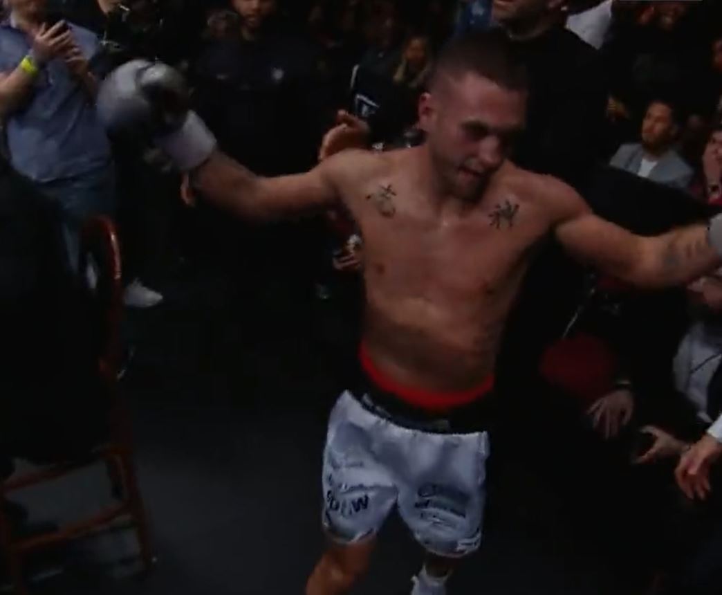 Eddie Hearn is fuming as Montana Love, a boxer, gets disqualified for throwing Steve Spark out of the RING.