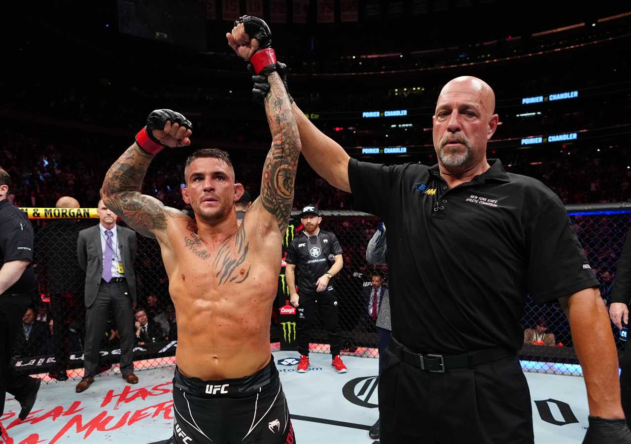 Dustin Poirier claims Michael Chandler FISH-HOOKED him in an illegal move during a submission attempt at UFC 281