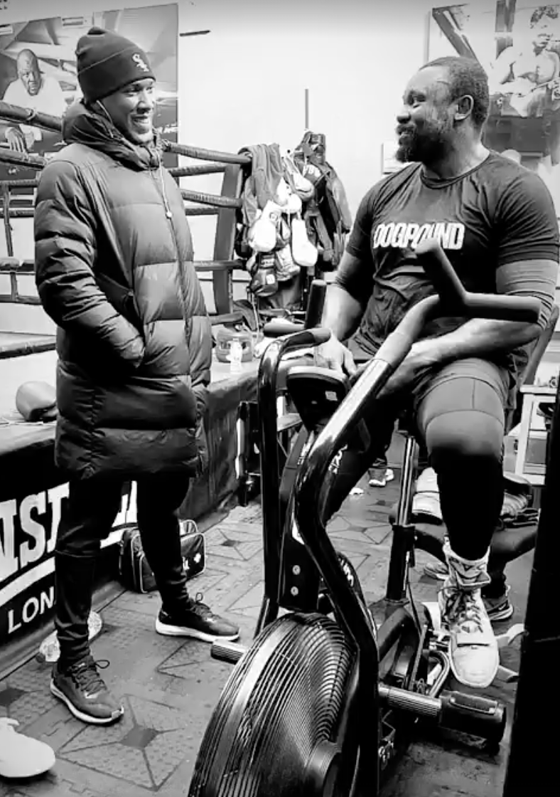 Anthony Joshua visits Derek Chisora as he prepares for Tyson Fury's trilogy fight in a grueling training camp