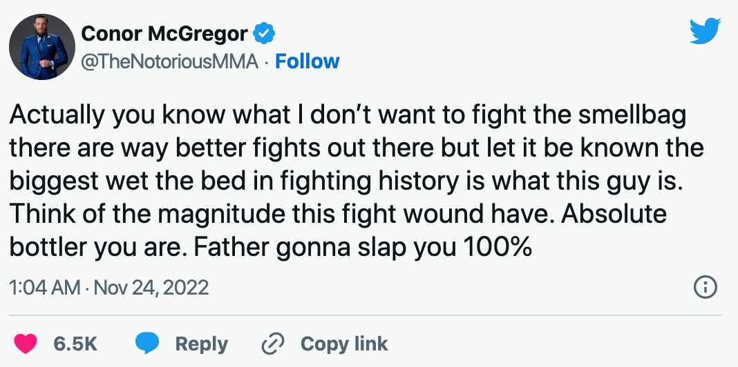 Conor McGregor calls Khabib a bottler and claims bitter UFC rival he 'wets the bed' after his father's passing