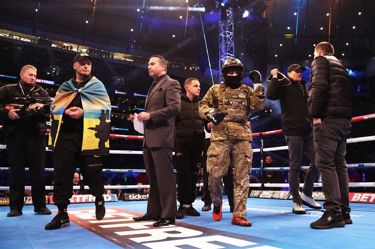 Denis Berinchyk, a Ukrainian boxer, wears a full military uniform to ringwalk on Tyson Fury undercard vs Derek Chisora