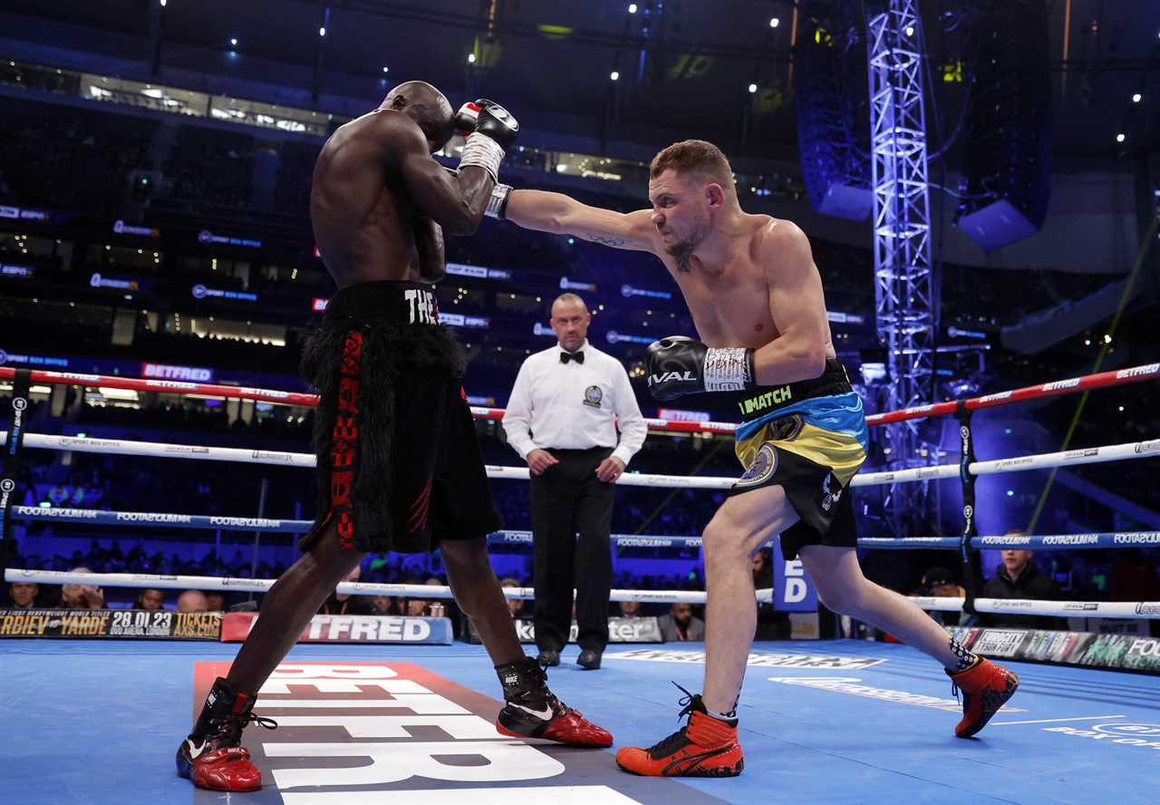 Denis Berinchyk, a Ukrainian boxer, wears a full military uniform to ringwalk on Tyson Fury undercard vs Derek Chisora