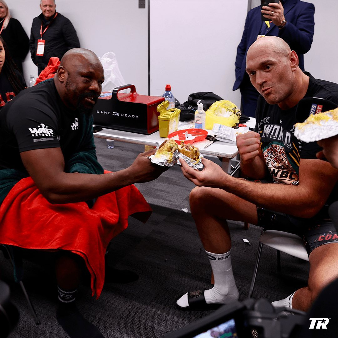Tyson Fury's biggest fear is after he ate post-fight burgers alongside his defeated opponent Derek Chisora