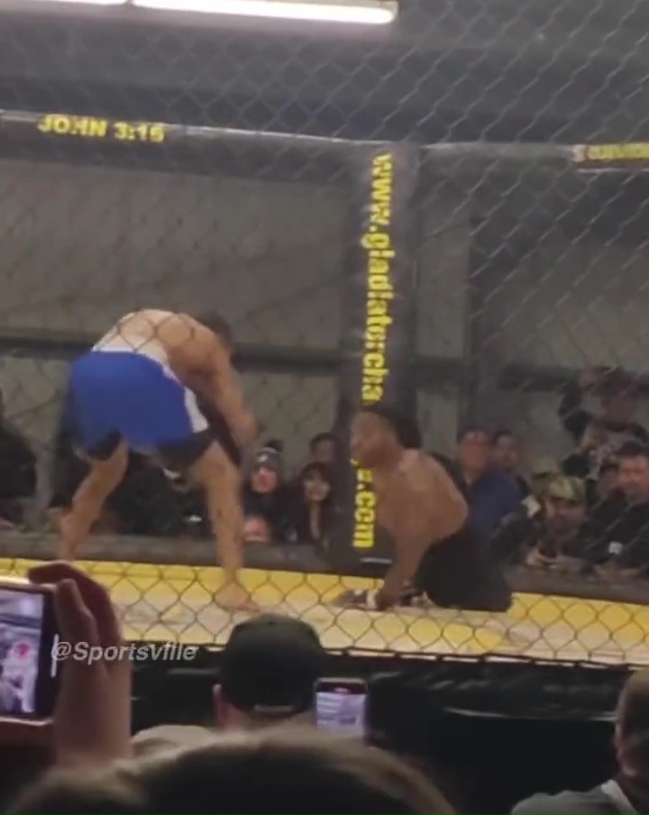 Zion Clark, a MMA fighter who was born without legs, wins his first fight after overcoming a strong opponent.