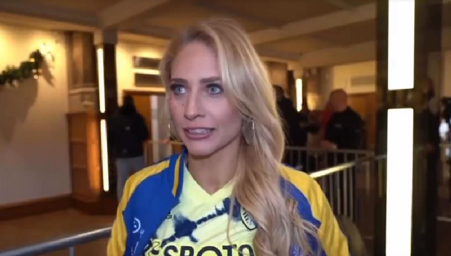 Watch Ebanie bridges' stunned reaction as a boxer flashes his boobs during an interview after OnlyFans launch
