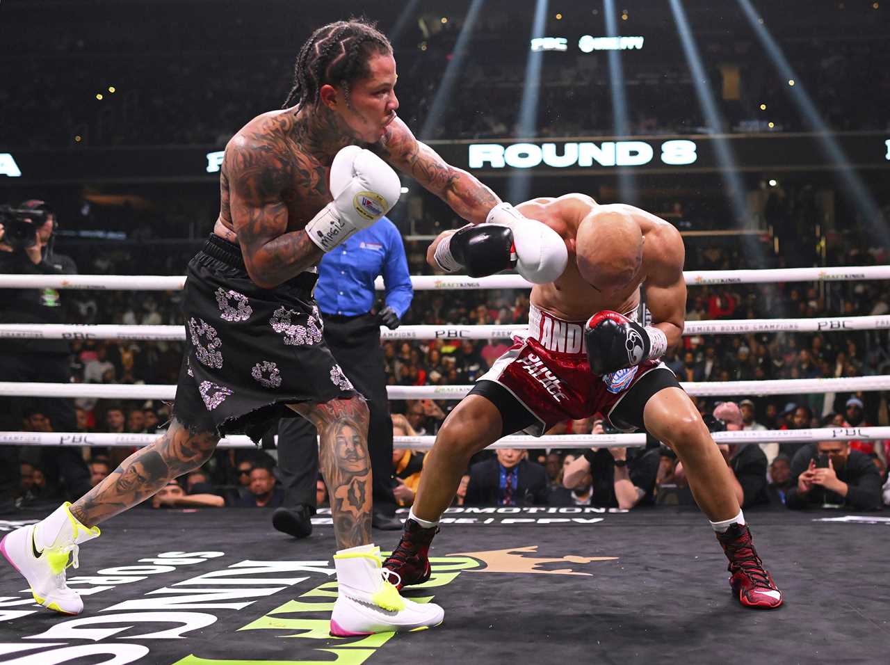 After battering his opponent, Gervonta Davis stops Hector Luis Garcia in the eighth round.