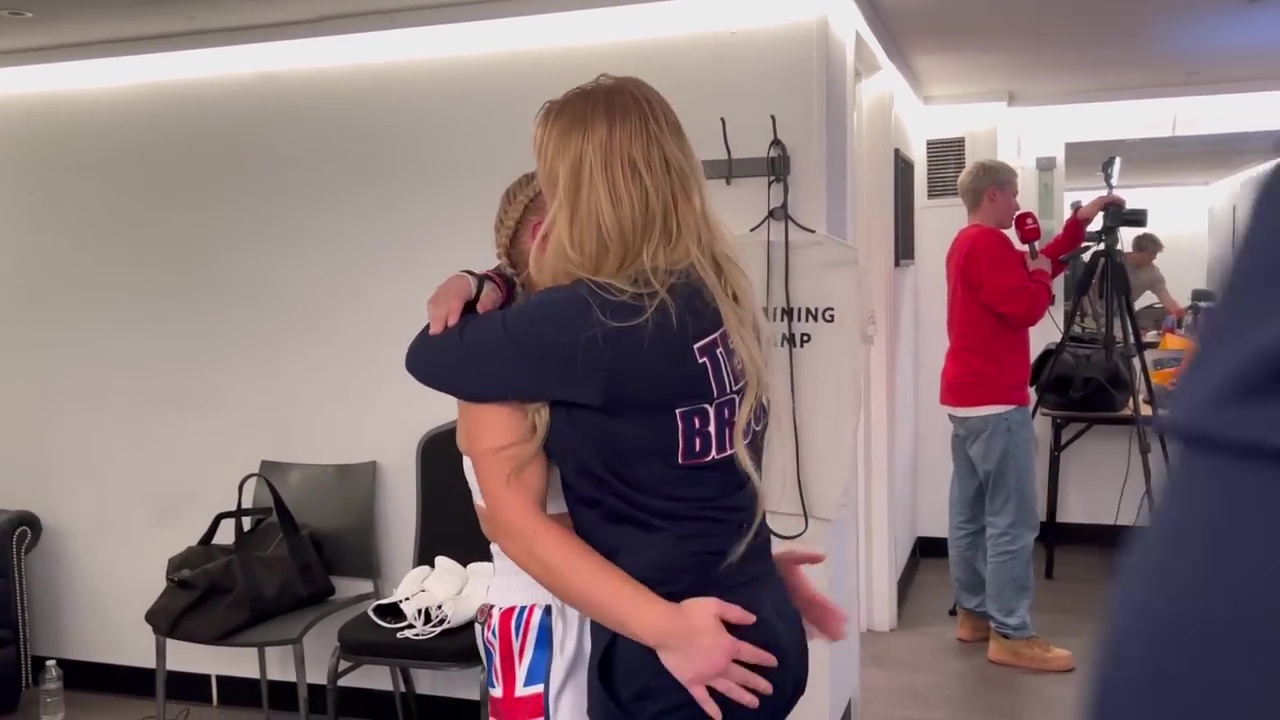 Elle Brooke jokes that Ebanie Bridges 'loves touching its bum', as behind-the scenes footage of her boxing victory emerges
