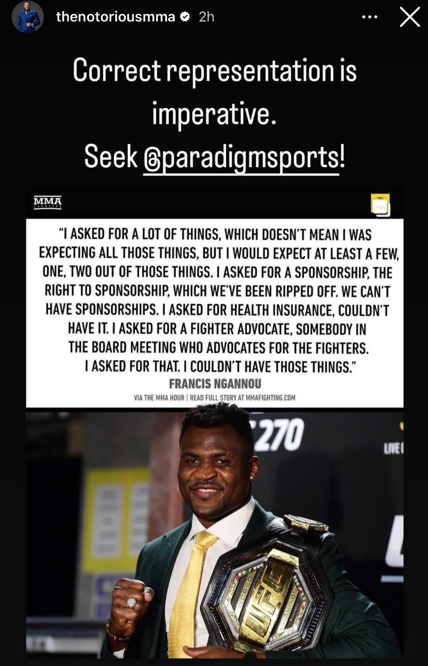 Conor McGregor's response to Francis Ngannou, heavyweight UFC exit shock after contract standoff
